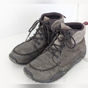 Kuru Quest Women's Hiking Gray leather lace up Boots Mocasine arch support sz 9